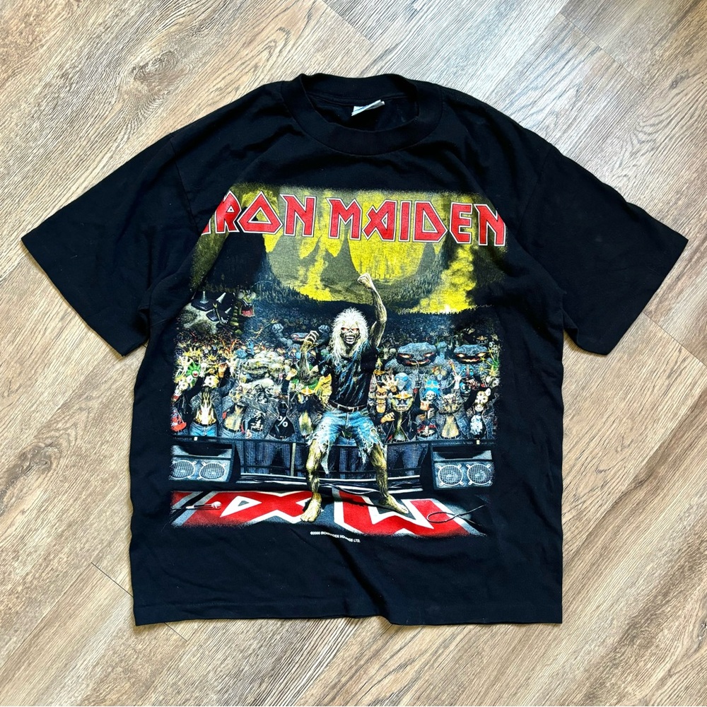 Vintage RARE 00s Iron Maiden Brave New World Canadian Tour Black Band T-Shirt